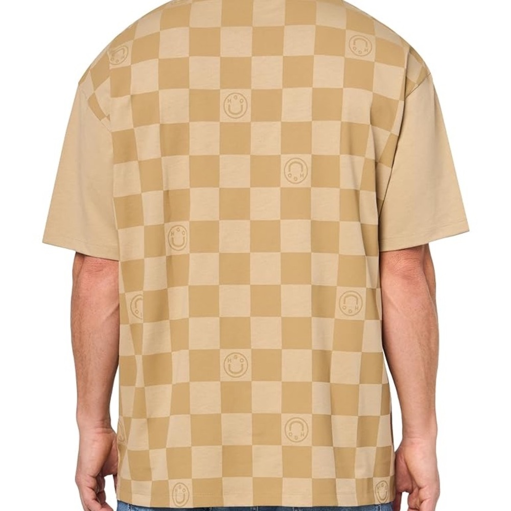 HUGO Big Logo Checkered Short Sleeve Crewneck Check Logo T-Shirt Size XXL NEW - Picture 11 of 11